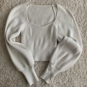 Sweetheart neckline knit sweater